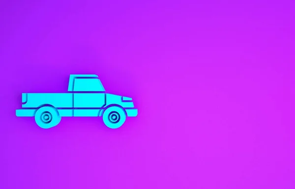 Kék Pickup Teherautó Ikon Elszigetelt Lila Háttér Minimalizmus Koncepció Illusztráció — Stock Fotó