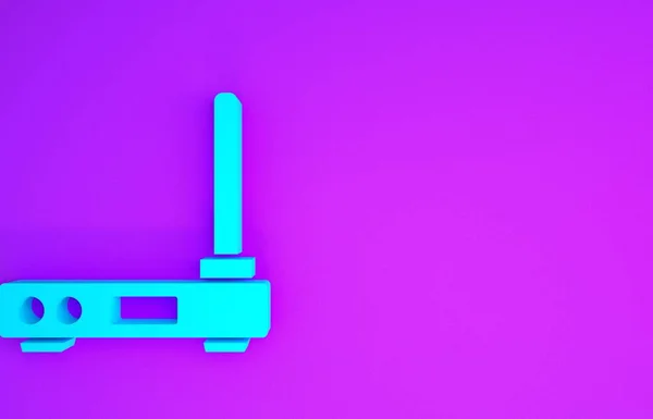 Синій Router Символ Сигналу Ізольований Фіолетовому Фоні Бездротовий Модемний Роутер — стокове фото