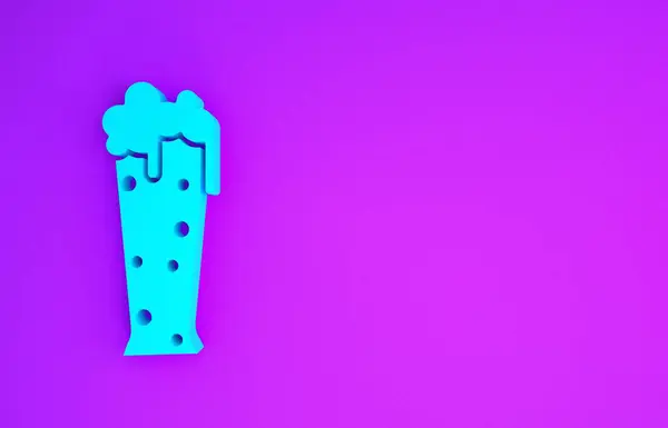 Синій Келих Пива Ізольований Фіолетовому Фоні Концепція Мінімалізму Ілюстрація Рендеринга — стокове фото