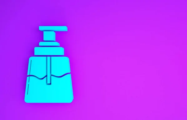 蓝色后刮胡子图标孤立在紫色背景 科隆喷雾图标 男性香水瓶 最低纲领的概念 3D渲染3D插图 — 图库照片