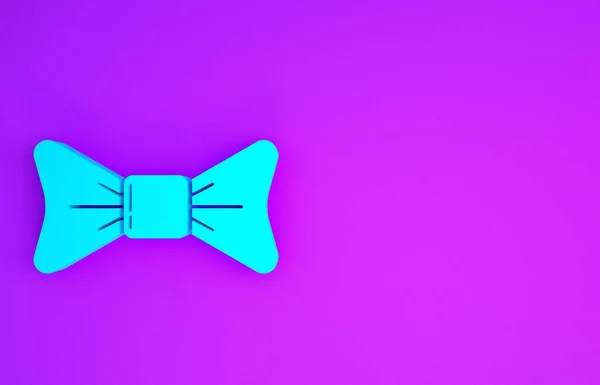 Blue Bow Tie Ícone Isolado Fundo Roxo Conceito Minimalismo Ilustração — Fotografia de Stock