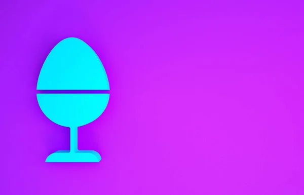 在紫色背景上孤立的立柱图标上的蓝色鸡蛋 最低纲领的概念 3D说明3D — 图库照片