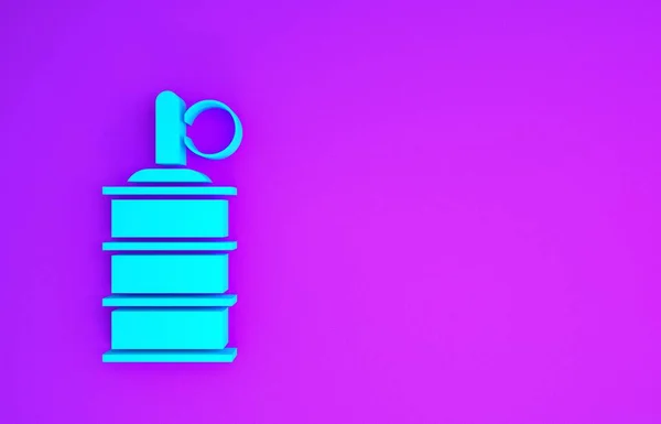 Синий Ручной Гранаты Значок Изолирован Фиолетовом Фоне Взрыв Бомбы Концепция — стоковое фото