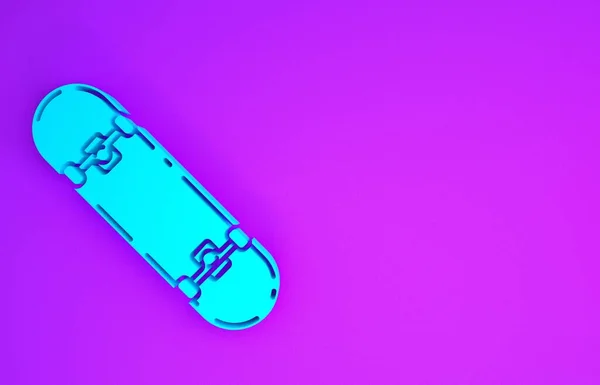 蓝色滑板魔术图标孤立在紫色背景 极限运动 运动器材 最低纲领的概念 3D说明3D — 图库照片