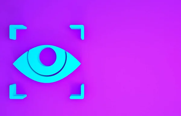 Blue Eye Scan Ikon Isolerad Lila Bakgrund Skannar Ögat Symbolen — Stockfoto
