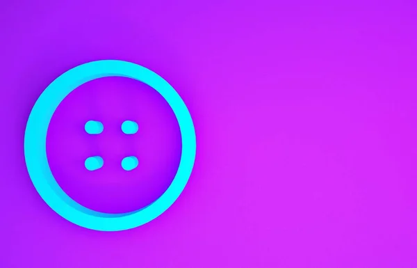 Голубая Кнопка Шитья Одежды Значок Выделен Фиолетовом Фоне Кнопка Одежды — стоковое фото