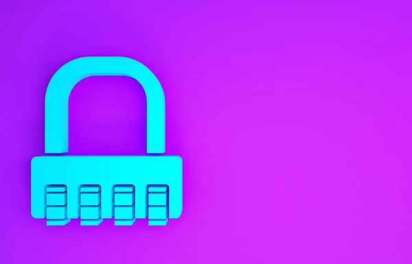 Blue Safe Combination Lock Icon Isolated Purple Background Combination Padlock — Stock Photo, Image