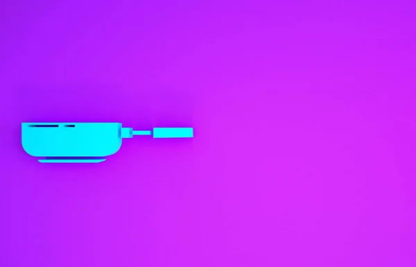 Иконка Голубой Сковородки Выделена Фиолетовом Фоне Жареная Жареная Еда Символ — стоковое фото