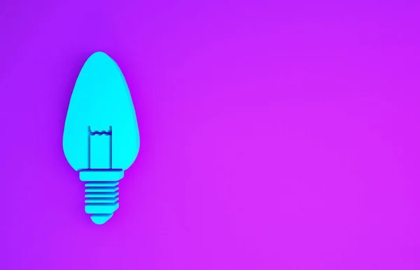 Ampoule Bleue Avec Concept Icône Idée Isolé Sur Fond Violet — Photo