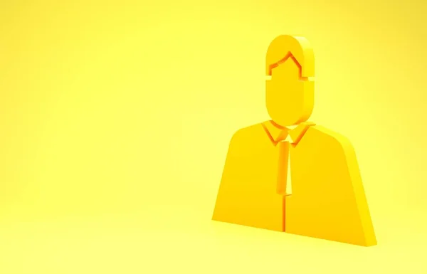 Żółty Prawnik Adwokat Ikona Prawnika Odizolowana Żółtym Tle Jurysdykcja Prawo — Zdjęcie stockowe