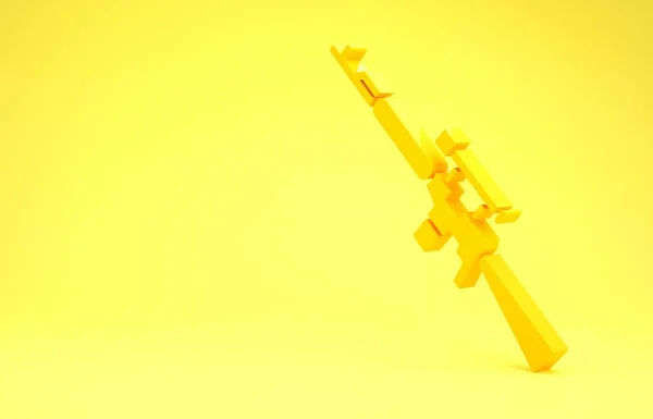 Yellow Sniper Gewehr Mit Zielfernrohr Symbol Isoliert Auf Gelbem Hintergrund — Stockfoto