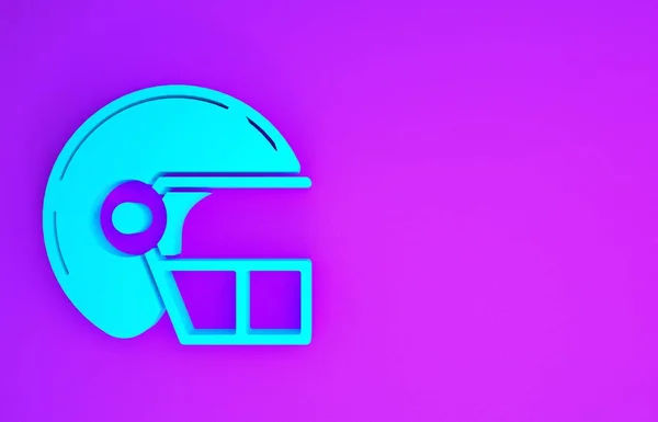 Blue American Football Helm Pictogram Geïsoleerd Paarse Achtergrond Minimalisme Concept — Stockfoto