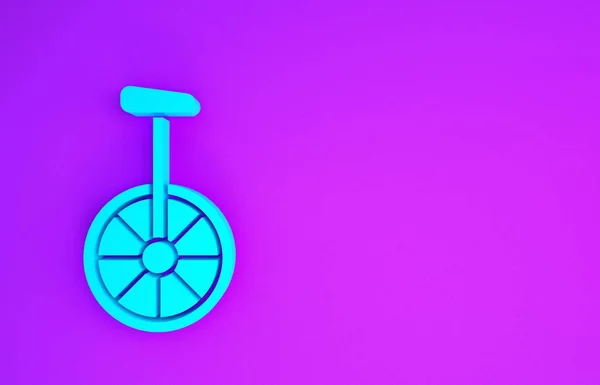 자전거 Blue Unicycle 자전거 아이콘 하나가 보라색 배경에 분리되어 자전거 — 스톡 사진