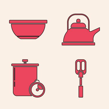 Spatula, Bowl, Tencere dibin kara, seninki benden kara. Vektör