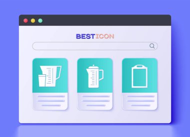 Çaydanlığı, Ölçme kabını ve kesme tahtası simgesini ayarla. Vektör