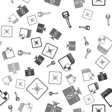 Key, Lock 'u bilgisayar monitörüne, Sd kartına, kalkanına ve güvenli desene ayarlayın. Vektör