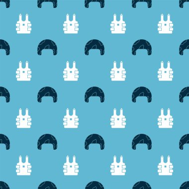 Askeri miğfer ve kurşun geçirmez yelek, kusursuz desenli kurşunlardan korunmak için ayarlandı. Vektör