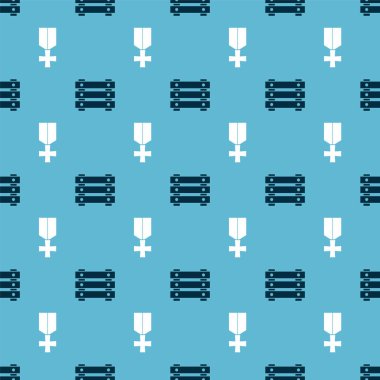 Askeri mühimmat kutusu ve askeri ödül madalyasını kusursuz desenlere göre ayarla. Vektör