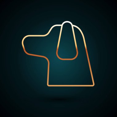 Altın çizgili köpek simgesi koyu mavi arkaplanda izole edilmiş. Vektör İllüstrasyonu