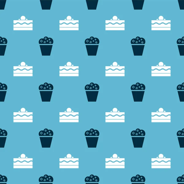 Définir Popcorn Dans Une Boîte Carton Gâteau Sur Motif Sans — Image vectorielle