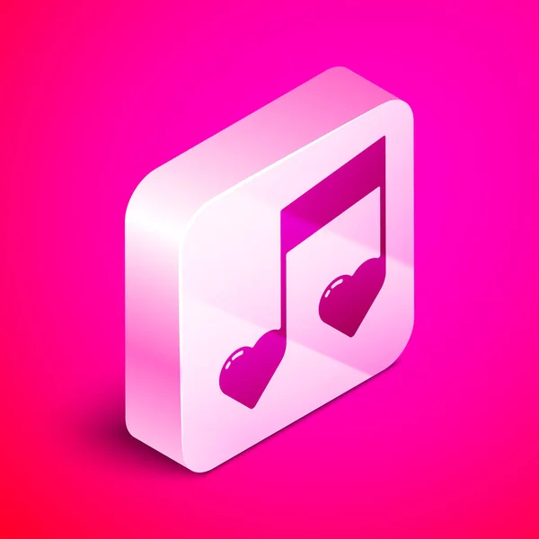 Isometric Music Note Tone Hearts Icon Isolated Pink Background Valentines — Stock Vector