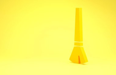 Sarı boya fırçası ikonu sarı arkaplanda izole edildi. Minimalizm kavramı. 3d illüstrasyon 3B canlandırma