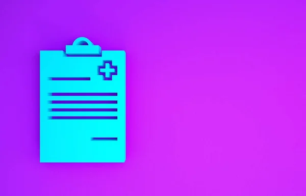 Blue Medical Clipboard Clinical Record Icon Isolated Purple Background Health — Stock Photo, Image