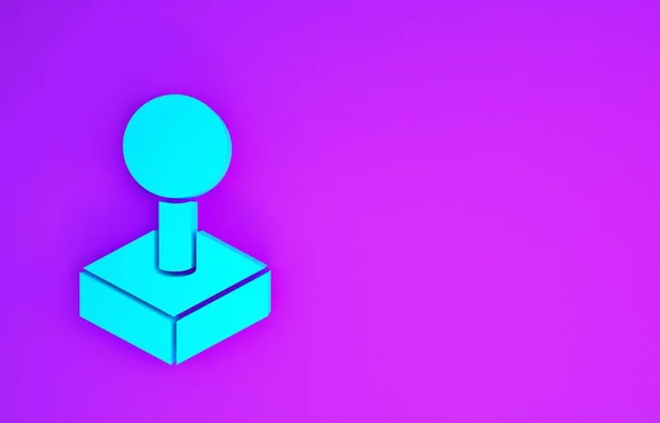 青紫色の背景に隔離されたアーケードマシンのアイコンのためのジョイスティック ジョイスティックゲームパッド 最小限の概念 3Dイラスト3Dレンダリング — ストック写真