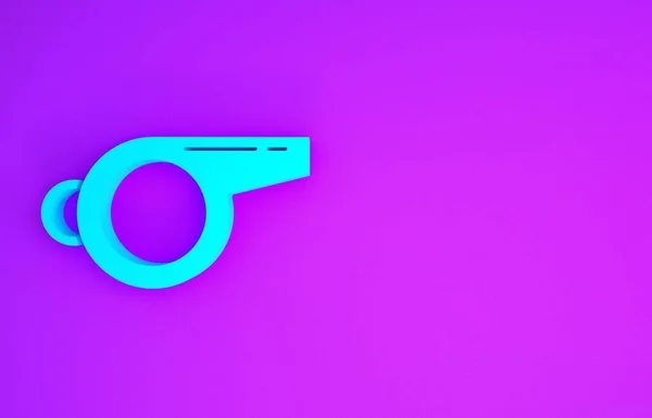 Синий Свисток Значок Изолирован Фиолетовом Фоне Символ Судьи Фитнес Спортивный — стоковое фото