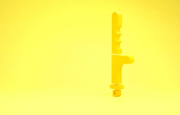 Żółta Policyjna Gumowa Ikona Pałki Odizolowana Żółtym Tle Gumowe Pałeczki — Zdjęcie stockowe
