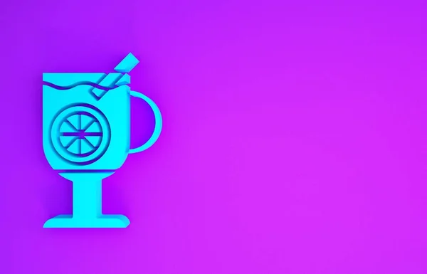 Голубой Глинтвейн Бокалом Напитка Значком Ингредиентов Фиолетовом Фоне Корица Гвоздика — стоковое фото