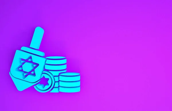 Голубая Ханука Значок Монеты Фиолетовом Фоне Концепция Минимализма Рендеринг — стоковое фото