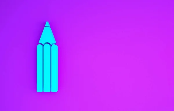 青鉛筆のアイコンは紫色の背景に隔離されています 教育記号 描画や教育ツール 学校のシンボル 最小限の概念 3Dイラスト3Dレンダリング — ストック写真