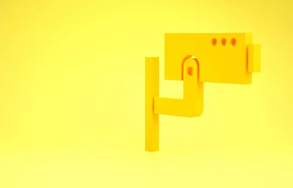 Ícone Câmera Segurança Amarelo Isolado Fundo Amarelo Conceito Minimalismo Ilustração — Fotografia de Stock