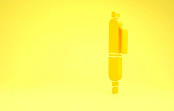Κίτρινη Πένα Εικονίδιο Που Απομονώνεται Κίτρινο Φόντο Μινιμαλιστική Έννοια Απεικόνιση — Φωτογραφία Αρχείου