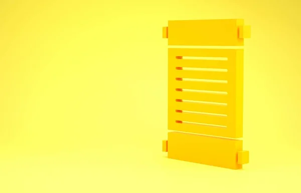 Sarı Khk Kağıt Parşömen Kaydırma Simgesi Sarı Arkaplanda Izole Edilmiş — Stok fotoğraf
