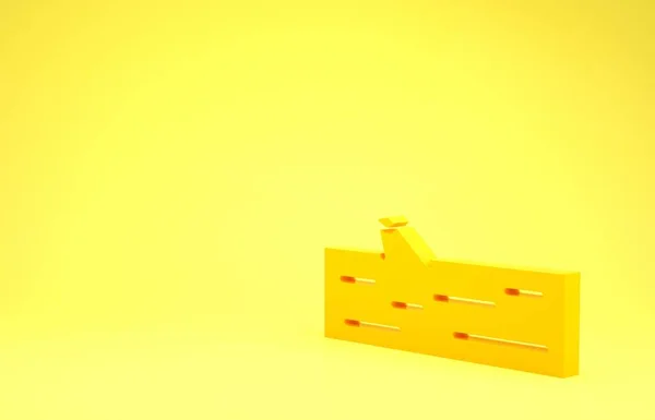 黄色の背景に隔離された黄色の木製のログアイコン 最小限の概念 3Dイラスト3Dレンダリング — ストック写真
