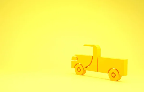 Yellow Pickup Truck Icon Isolated Yellow Background Minimalism Concept Illustration — 스톡 사진