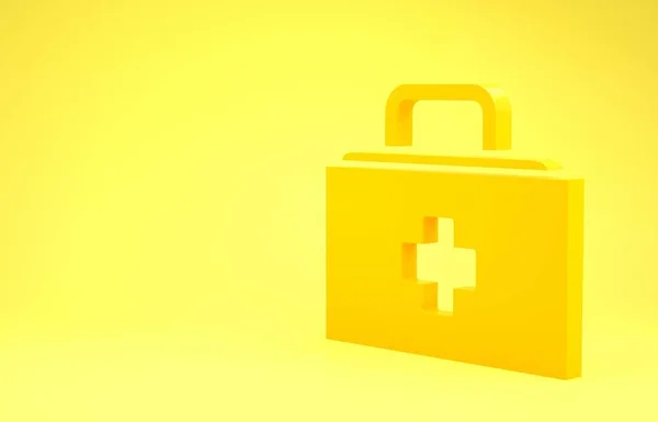 Ícone Amarelo Kit Primeiros Socorros Isolado Fundo Amarelo Caixa Médica — Fotografia de Stock