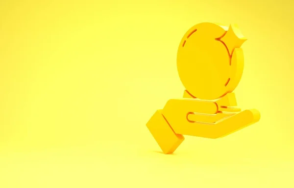 Жовтий Чарівний Піктограмі Руки Ізольований Жовтому Тлі Кришталевий Концепція Мінімалізму — стокове фото