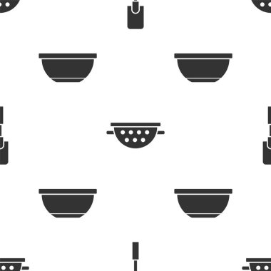 Spatula, Kitchen süzgeci ve Bowl 'u kusursuz bir şekilde ayarla. Vektör