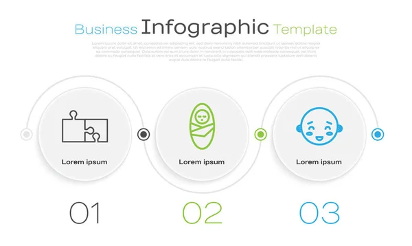 Definir Linha Pedaço Quebra Cabeça Bebê Recém Nascido Bebê Envolto — Vetor de Stock