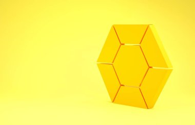 Sarı arkaplanda izole edilmiş Sarı Sihirli Taş ikonu. Fantezi kristali. Maç için mücevher. Minimalizm kavramı. 3d illüstrasyon 3d canlandırma