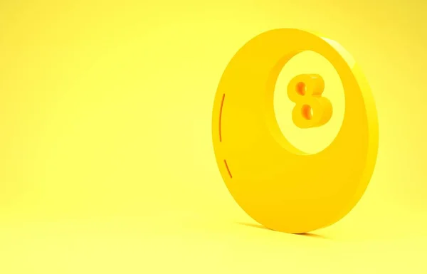 Yellow Magic ball of predictions for decision-making icon isolated on yellow background. Crystal ball. Minimalism concept. 3d illustration 3D render