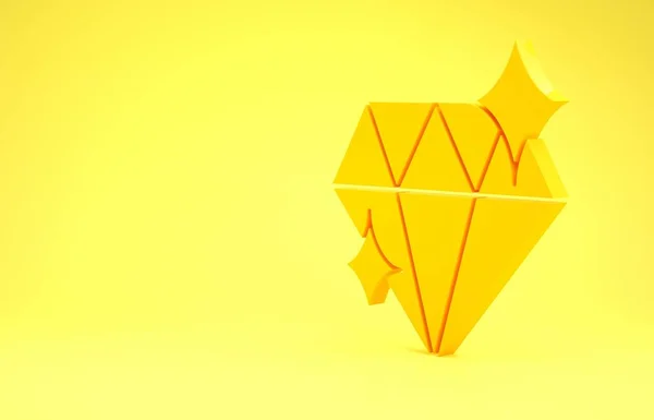 Yellow Diamond Icoon Geïsoleerd Gele Achtergrond Sieraden Symbool Edelsteen Maart — Stockfoto