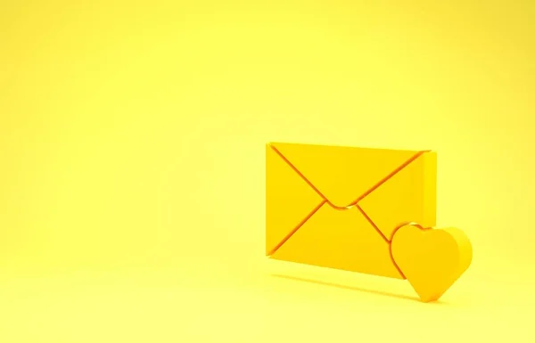 Żółta Koperta Ikoną Marca Żółtym Tle Wiadomość Miłość List Miłości — Zdjęcie stockowe