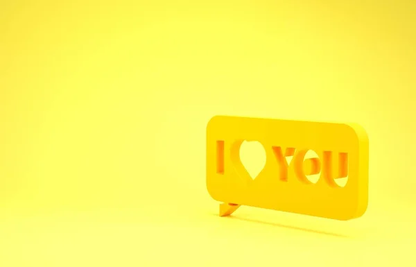 Burbuja Habla Amarilla Con Texto Amo Icono Aislado Sobre Fondo — Foto de Stock