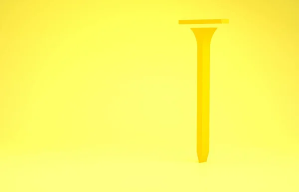 Ícone Prego Metálico Amarelo Isolado Fundo Amarelo Conceito Minimalismo Ilustração — Fotografia de Stock