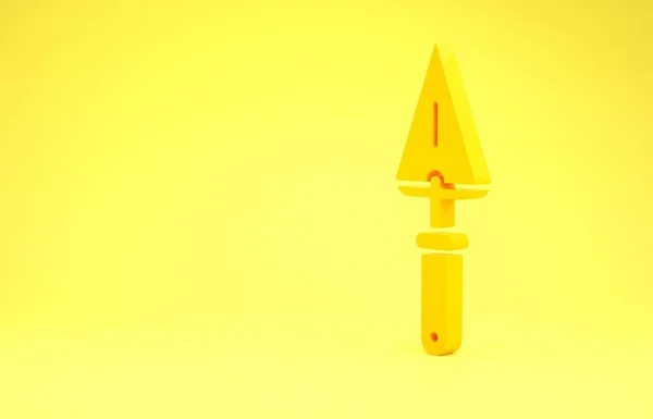 Желтая Иконка Trowel Выделена Желтом Фоне Концепция Минимализма Рендеринг — стоковое фото