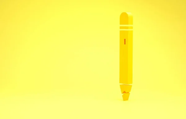 Жовтий Олівець Гусеничним Іконом Ізольований Жовтому Тлі Малюнки Освітні Інструменти — стокове фото